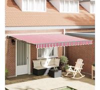 Retractable Awning Red & White Stripe Fabric 400 x 300 cm Wall-Mounted Manual UK