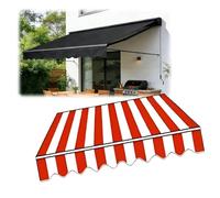 Retractable Awning Replacement Canvas 2.0m 2.5m 3.0m 3.6m 4m 5m Durabla Garden Awning Replacement Fabric Top Cover Front Valance, Waterproof Window Awning Cover(Red white,360x300cm)
