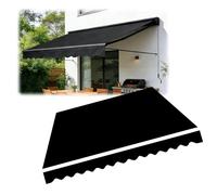 Retractable Awning Replacement Canvas 2.0m 2.5m 3.0m 3.6m 4m 5m Durabla Garden Awning Replacement Fabric Top Cover Front Valance, Waterproof Window Awning Cover(Black,250x200cm)
