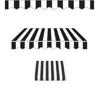 Retractable Awning Replacement Fabric - 10x6.5ft Outdoor Patio Sun Shade Canopy Black-White Canvas for Home & Business Door & Window Sunshade Shelter