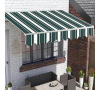 Retractable Awning Replacement Fabric - Dark Green Stripes Patio Shade Cloth 11.5x6.6FT (350x200CM) Outdoor Sunshade Canopy Cover UV Protection for Decks & Patios