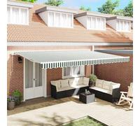 vidaXL Retractable Awning Retractable Green and White 500 x 300 cm, Stylish Suns