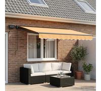 Retractable Awning Sand 3.5 x 2 m Polyester PU Coating Anthracite Semi Frame LED