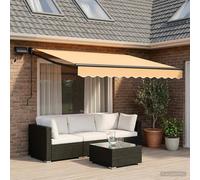 Retractable Awning Sand 3x2.5m Solar LED 270gsm Polyester Anthracite Aluminium