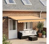 Retractable Awning Sand 4x3m Polyester/Aluminium Solar LED Anthracite Windproof