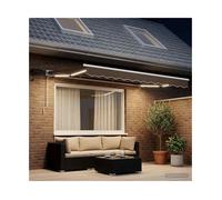 Retractable Awning Taupe 3.5x2.5 m Polyester PU LED Semi-Cassette White Manual.