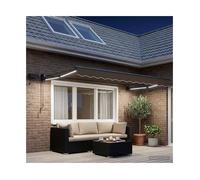 Retractable Awning Taupe 3x2.5 m PU-Coated Polyester Anthracite Frame Solar LED