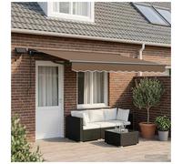 Retractable Awning Taupe 4.5x3.5m Polyester PU Coating Anthracite Frame LED Arms