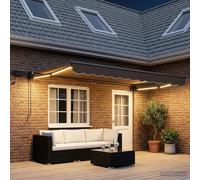 Retractable Awning Taupe 4.5x3m Polyester with Anthracite Aluminium Frame & LEDs