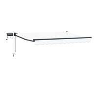 Retractable Awning White 3.5x2.5m Polyester PU Anthracite Frame with Solar LEDs