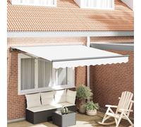 Retractable Awning White 350x250 cm Fabric Manual Wall-Mount Outdoor Easy-Crank