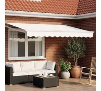 Retractable Awning White 3x2.5m Polyester PU Solar with LEDs Manual Wall-Mounted