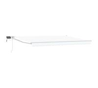 Retractable Awning White 4x3m Manual Solar LED Patio Shade PU Coated with Crank