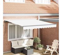 Retractable Awning White Fabric 350x250cm Manual Wall-Mount UV Water-Resistant