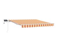 Retractable Awning with LED Strip Lights Fabric and Steel Garden Shade vidaXL