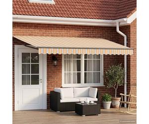Retractable Awning Yellow 4.5x3m Polyester Aluminium Manual Crank w/LEDs Outdoor