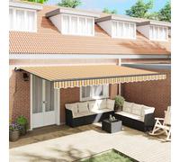 Retractable Awning Yellow 500x350 cm Polyester Steel Manual Garden Shade Terrace