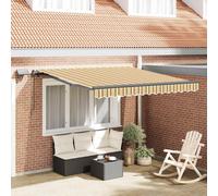 Retractable Awning Yellow Fabric 350x250cm Manual LED UV Water-resistant Stylish