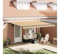 Retractable Awning Yellow Fabric 450x300cm LED Manual Outdoor Patio Shade Secure