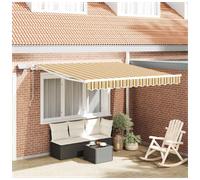 Retractable Awning Yellow/Grey/White 300x250cm Powder-Coated Aluminium Polyester