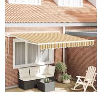 Retractable Awning Yellow Grey White 350x250 cm Polyester Aluminium Manual Patio