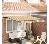 Retractable Awning Yellow Grey White 350x250cm Polyester Steel Manual for Patio