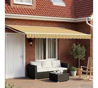 Retractable Awning Yellow Grey White 5x3.5m Polyester PU Coated Frame White LEDs