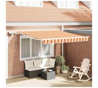 Retractable Awning Yellow Orange 350x250cm Fabric & Steel Manual LED for Patios