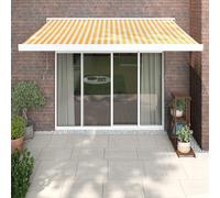 Retractable Awning Yellow & White 300x250 cm Powder-Coated Aluminium PU Coated+