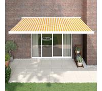 Retractable Awning Yellow/White 400x300cm Powder-Coated Aluminium & Polyester UV