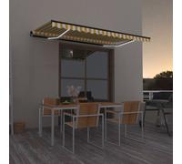 Retractable Awning Yellow White 400x350cm Powder-Coated Aluminium Poly LED
