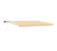 Retractable Awning Yellow White 5x3m Polyester PU Coating Semi-Cassette LED Slim