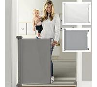 Retractable Baby Gate, Retractable Dog Gate for Stairs, Indoor Safety Gates 34" Tall Extends to 54" Wide, Baby Mesh Gates for Doorways/Stairs/Hallways/Indoor/Outdoor/Deck (White)