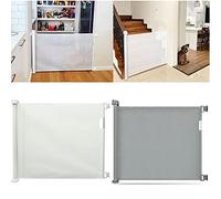 Retractable Baby Gate Safety Fence, Mesh Safety Gate for Babies and Pets, Extra Wide Safety Baby Gate 34" Tall, Extends to 54", Pet Dog Gate for Doorways, Stairs, Hallways, Indoor/Outdoor, Grey