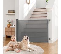 Retractable Baby Gates Extra Wide - 55" Wide x 38" Tall Dog Gates for Stairs & Doorways | Indoor/Outdoor Use | Child Safety Gate for Deck, Porch, Hallways (A-Grey, 55" Wide x 38" Tall)