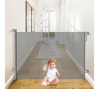 Retractable Baby Gates Extra Wide - 55" Wide x 38" Tall Dog Gates for Stairs & Doorways | Indoor/Outdoor Use | Child Safety Gate for Deck, Porch, Hallways (A-Grey, 55" Wide x 38" Tall)