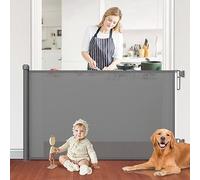 Retractable Baby Gates for Stairs, PRObebi Retractable Dog Gate Extends to 55" Wide 34" Tall, Baby Gates for Doorways, Dog Gates for The House, Hallways, Deck, Porch (55 × 34 Inch, Grey)