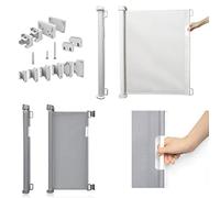 Retractable Baby Safety Gate - Extra Tall & Relocatable Mesh Gate, Stable Safety Stair Gates for Baby and Little Pets, 0 to 140 cm Narrow to Extra Wide Relocatable Mesh Gate (White)