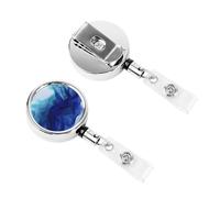 Retractable Badge Clips Heavy Duty Retractable Badge Holder Abstract Blue Like Wave ID Name Card Holders for Women Doctor