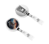 Retractable Badge Clips Heavy Duty Retractable Badge Holder Astronaut Flying in Space ID Name Card Holders for Women Doctor