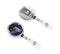 Retractable Badge Clips Heavy Duty Retractable Badge Holder Astronaut Space Flight ID Name Card Holders for Women Doctor