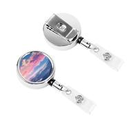 Retractable Badge Clips Heavy Duty Retractable Badge Holder Blue Mountains and Clouds ID Name Card Holders for Women Doctor