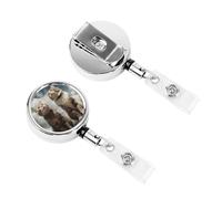 Retractable Badge Clips Heavy Duty Retractable Badge Holder Cat Standing Under Blue Sky ID Name Card Holders for Women Doctor
