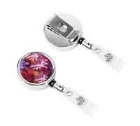 Retractable Badge Clips Heavy Duty Retractable Badge Holder Cute Flowers ID Name Card Holders for Women Doctor