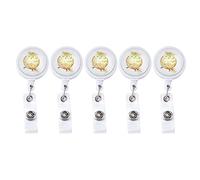 Retractable Badge Holder, 5 Pack, Durable Metal and Plastic, Secure ID Badge Clips - Stable Clamping, Wear, Ideal for Medical Staff and Students (Pattern C (no deductions))