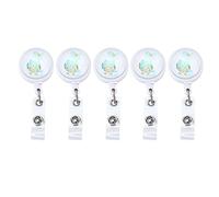 Retractable Badge Holder, 5 Pack, Durable Metal and Plastic, Secure ID Badge Clips - Stable Clamping, Wear, Ideal for Medical Staff and Students (Pattern B (no deductions))