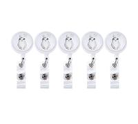 Retractable Badge Holder, 5 Pack, Durable Metal and Plastic, Secure ID Badge Clips - Stable Clamping, Wear, Ideal for Medical Staff and Students (Pattern F (no deductions))
