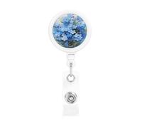 Retractable Badge Holder,Badge Reels Holder with ID Clip Alligator Clip,Watercolor Forget Me Not Flowers