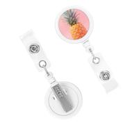 Retractable Badge Holder Cute Nursing Badge Reel Heavy Duty Badge Clip with Keychain A Pineapple ID Card Holders Clip-on Name Badge Tag for Office Worker Doctor Nurse Teacher