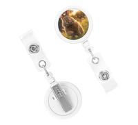 Retractable Badge Holder Cute Nursing Badge Reel Heavy Duty Badge Clip with Keychain A Rabbit ID Card Holders Clip-on Name Badge Tag for Office Worker Doctor Nurse Teacher
